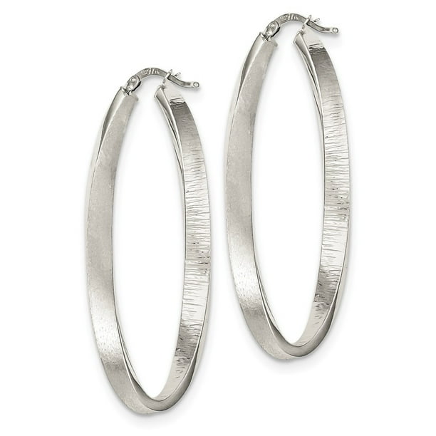 Sterling Silver Textured Hollow Oval Hoop Earrings Sterling Silver Textured Hollow Oval Hoop Earrings